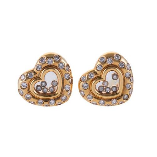 18k Gold Diamond Heart Earrings