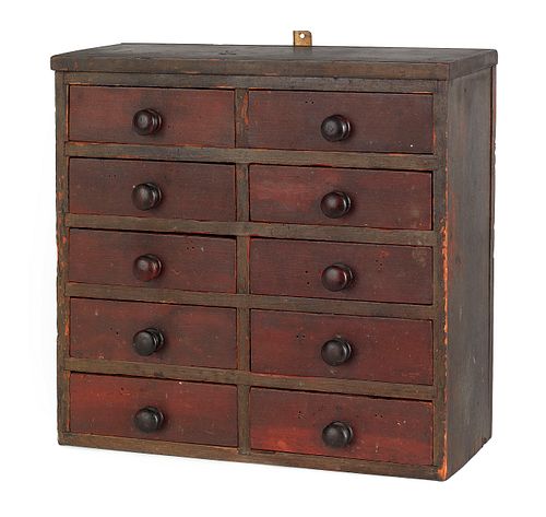 New England painted hanging apothecary chest, late