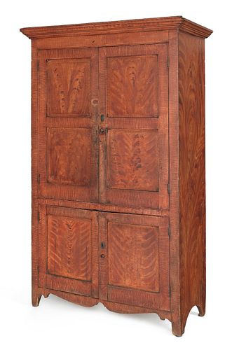 New Jersey painted pine wall cupboard, ca. 1820, w