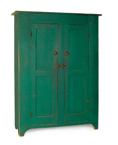 New Jersey painted pine wall cupboard, ca. 1830, w