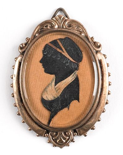 Miniature silhouette profile of a woman, 19th c.,n