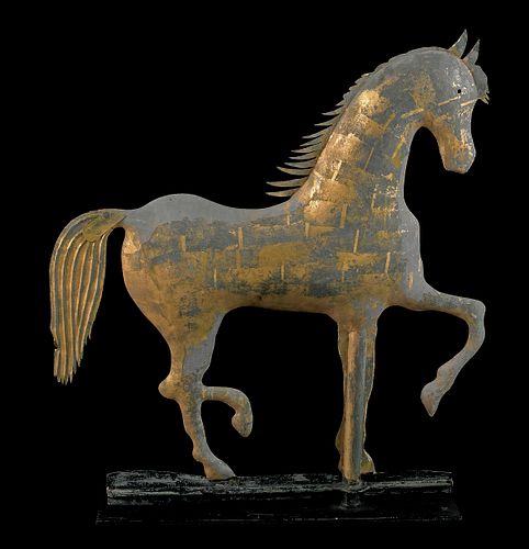 Copper prancing horse weathervane, ca. 1880, by A.