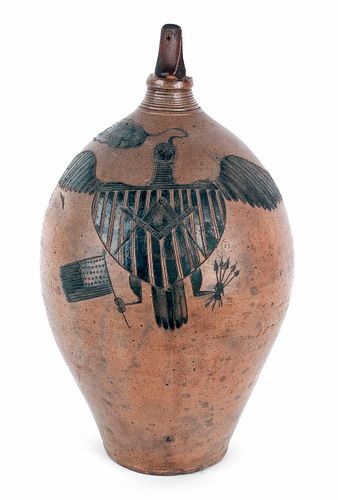New Haven, Connecticut incised stoneware jug, ca.8