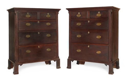 Unique pair of Pennsylvania walnut chests of drawe