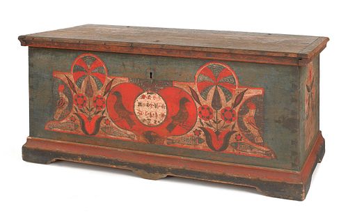 Pennsylvania painted dower chest, dated 1780, the