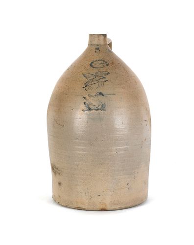 Maine stoneware jug, 19th c., impressed Gardiner w
