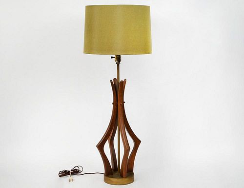 MID-CENTURY MAHOGANY LAMP