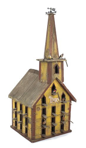 Victorian painted pine birdhouse, late 19th c., re