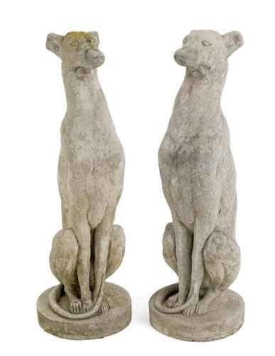 Pair of aggregate lawn whippets, early 20th c., 30