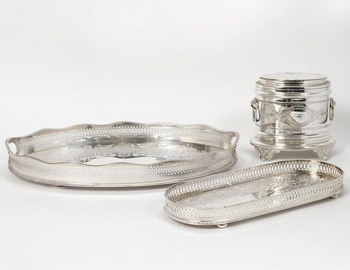 GROUP OF THREE ENGLISH SILVER PLATE ARTICLES