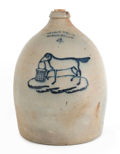 Rare Cowden & Wilcox four-gallon stoneware jug, 19