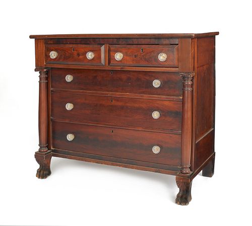 Empire mahogany chest of drawers, mid 19th c., 38/