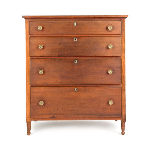 Sheraton cherry chest of drawers, ca. 1830, 48 1/4