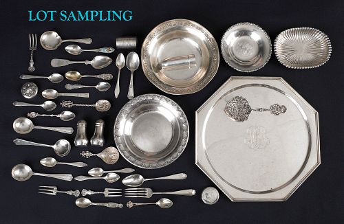 Collection of silver table articles, most sterling