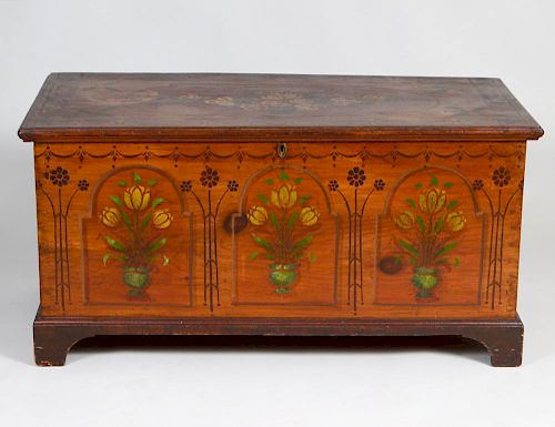 THE KAUFMAN FAMILY PAINTED PINE MARRIAGE CHEST