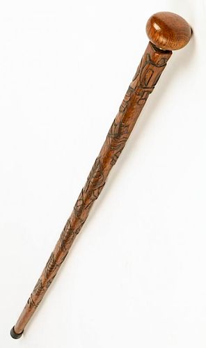 Milton Jews (American, b. 1932) Carved Wood Cane