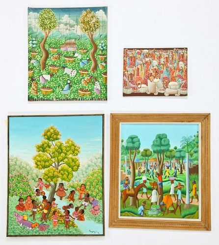 4 Paintings by Various Haitian Artists (20th c.)