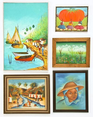 5 Paintings by Various Haitian Artists (20th c.)
