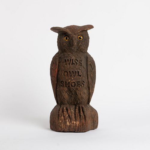 Wise Owl Shoes Carved Wood Trade Sign