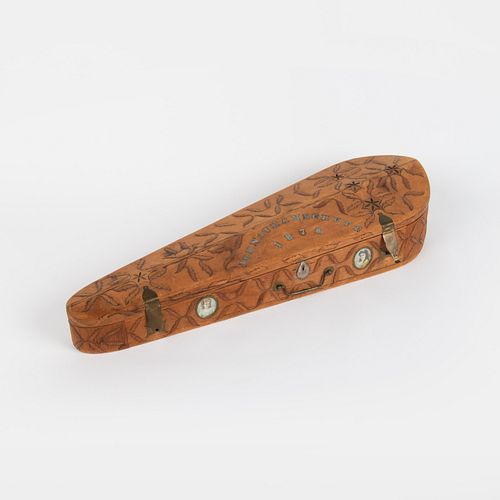 1878 Carved Pine Folk Art Fiddle Case
