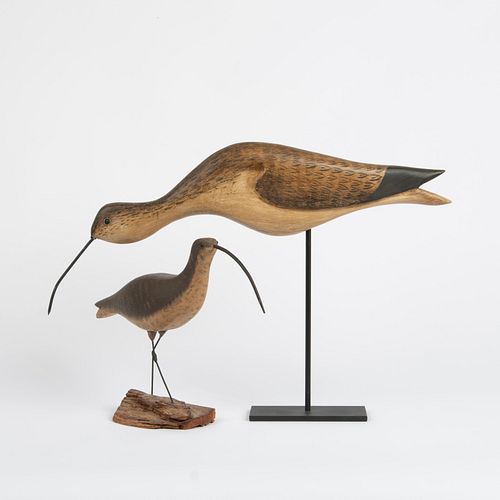 Pair of Folk Art Curlew Shorebirds