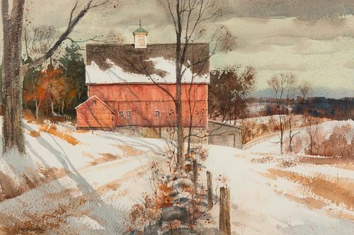 Paul Strisik 'Morgan's Barn (Vermont)' Watercolor