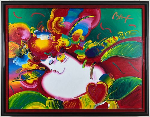 Peter Max - Flower Blossom Lady - Framed Large Acrylic on Canvas