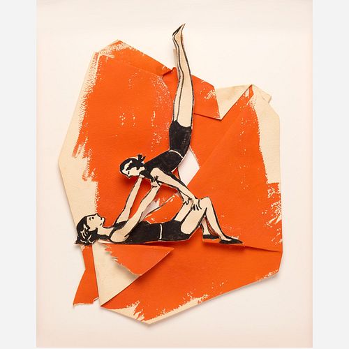 KIM MACCONNEL / Gymnasts (Gouache on Cut Paper, 1980)
