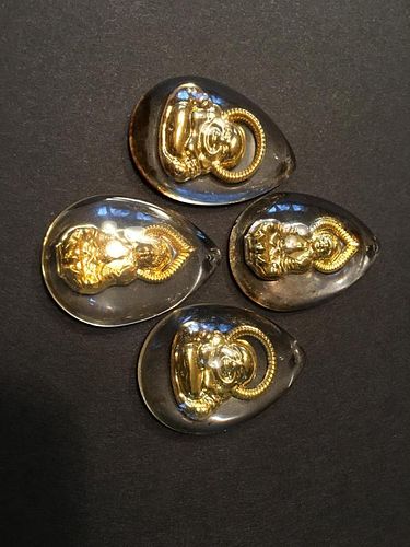 Chinese Guanyin and Buddha Pendents with clear Crystal, 4 pieces