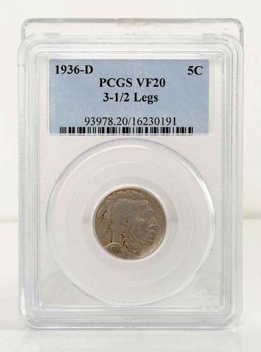 1936-D  3-1/2 Legged Buffalo Nickel.