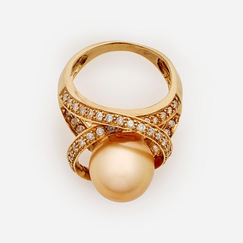 South Sea Cultured Pearl Diamond Ring in 14k (PJS)