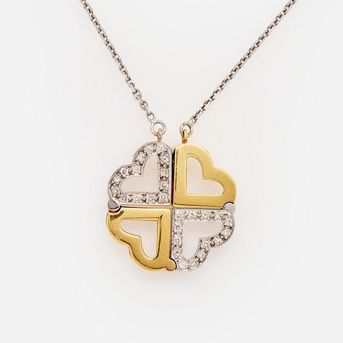 Heart Clover Convertible Diamond Designer Necklace 18k
