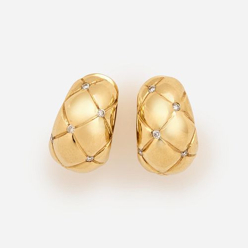 Milani Quilted Diamond Earrings in 18k