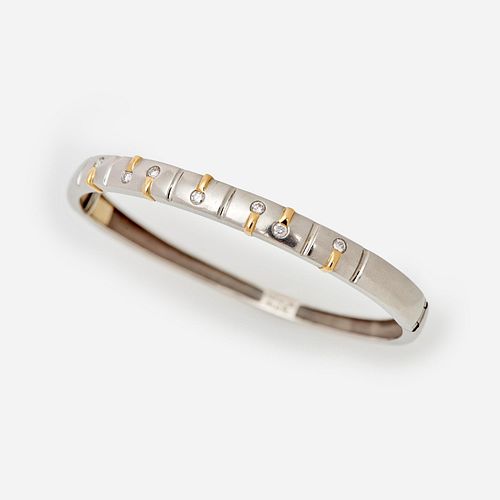 Rudolf Erdel Diamond Hinged Bracelet In Platinum w/ 18k