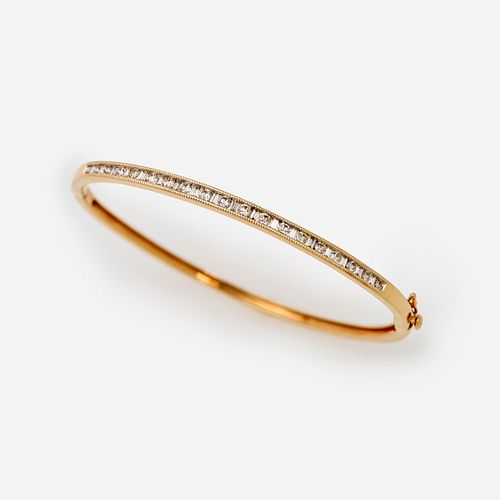 Hinged Diamond Bangle Bracelet by Royal Jewelry in 14k