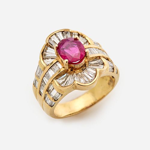 1.43 ct. Burmese Ruby and Diamond Ring: 18k, size 6.75