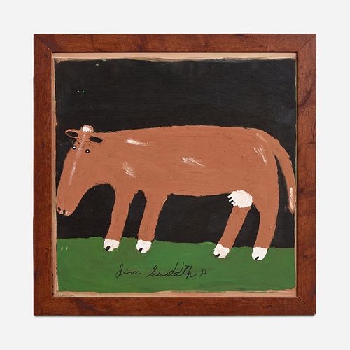 JIMMY LEE SUDDUTH "Brown Cow" (Painting on Board)