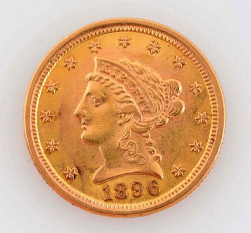 1896 $2-1/2 Gold Liberty Coin.