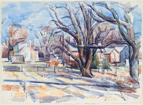 WILBUR NIEWALD "Studio View East" (1973 Watercolor)