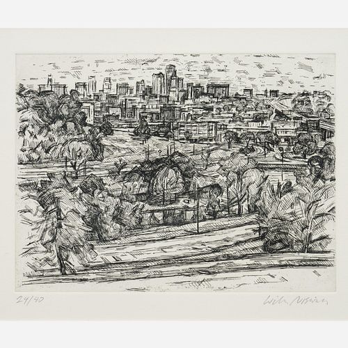 WILBUR NIEWALD "KC from Quality Hill" (1989 Etching)
