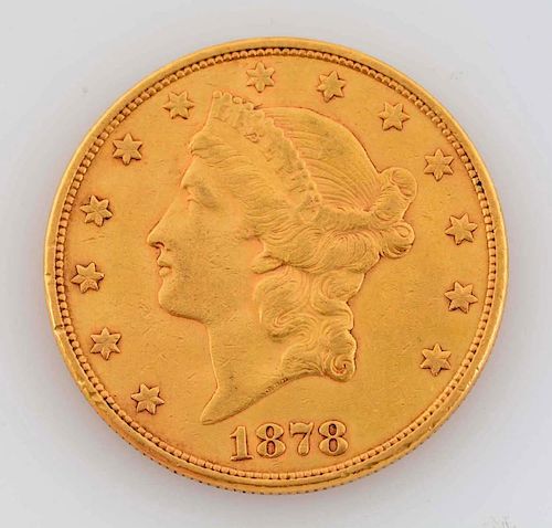 1878 S $20 Gold Liberty Coin.