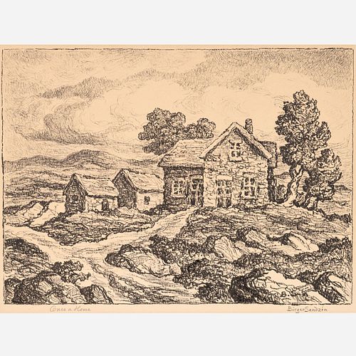 BIRGER SANDZEN "Once a Home" (1952 Pencil-Signed Litho)