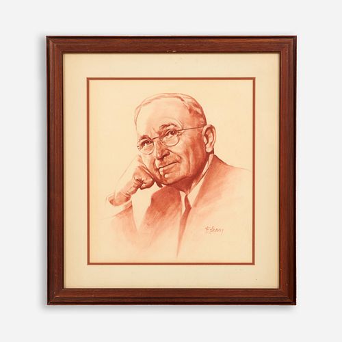 FRANK SZASZ "Harry S. Truman" (Original Conte Portrait)