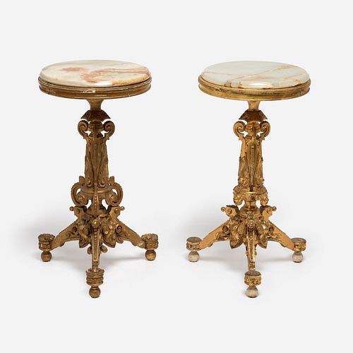 French Onyx-Top Stands, 19th c. Pair