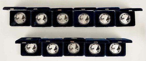 Lot Of 11: American Eagle Silver Coins.