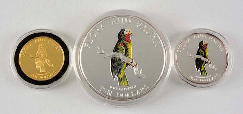 1995 Tropical Gold & Colored Silver Parrot Set.
