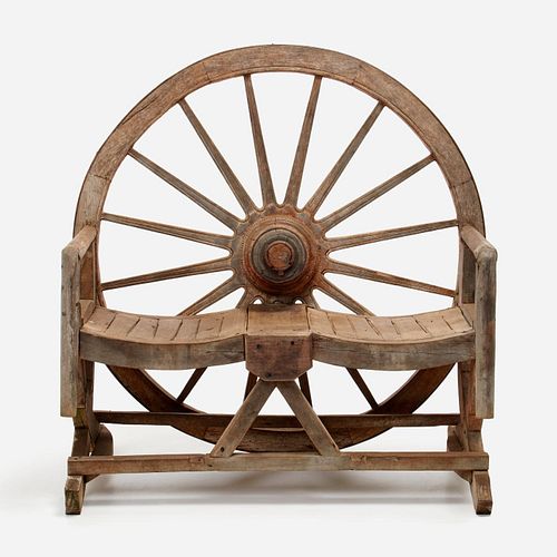 Wagon Wheel Two-Seat Bench