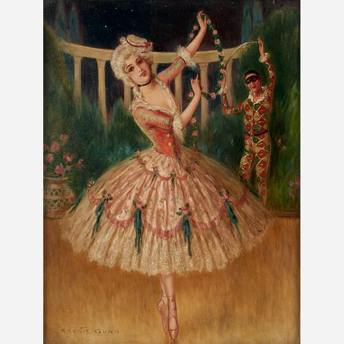 ARCHIE GUNN "Harlequin Dancers" (Oil on Canvas)
