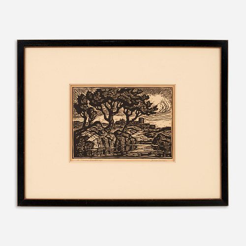 BIRGER SANDZEN "A Kansas Landscape" (1935 Linocut)