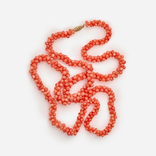 Angel Skin Coral Bead Necklace, 32" long